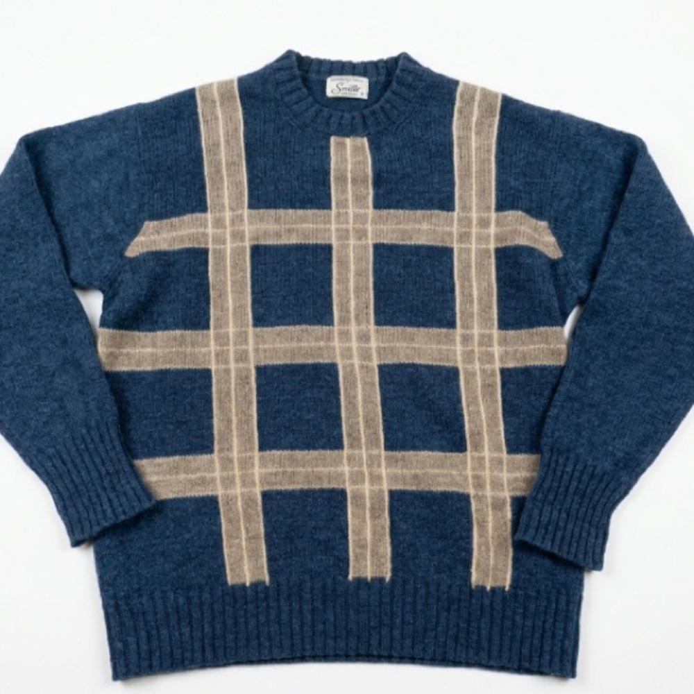 Vintage Smith’s Of Bermuda Scottish Shetland Wool Sweater Hand Framed Distressed